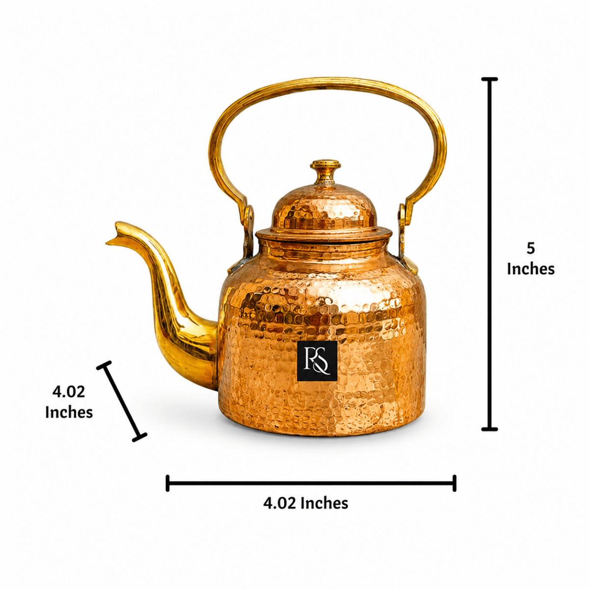 MUGHLAI DESIGN COPPER TEA KETTLE WITH TIN LINING - A REGAL BREWING EXPERIENCE - 600 ML - Royalstuffs.com