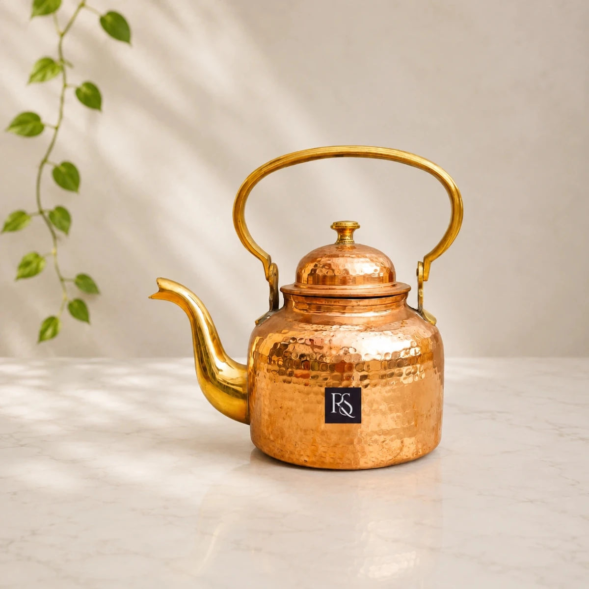 MUGHLAI DESIGN COPPER TEA KETTLE WITH TIN LINING - A REGAL BREWING EXPERIENCE - 600 ML - Royalstuffs.com