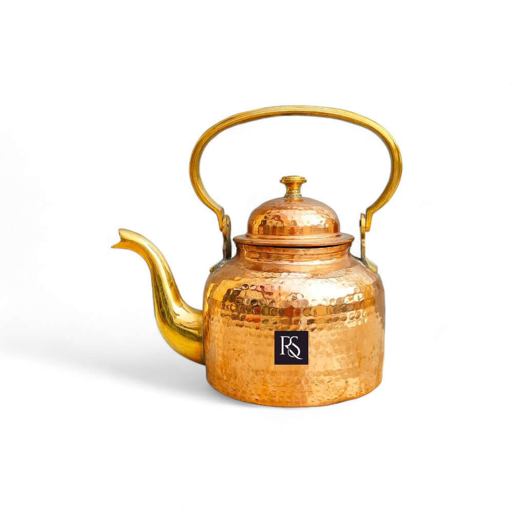 MUGHLAI DESIGN COPPER TEA KETTLE WITH TIN LINING - A REGAL BREWING EXPERIENCE - 600 ML - Royalstuffs.com