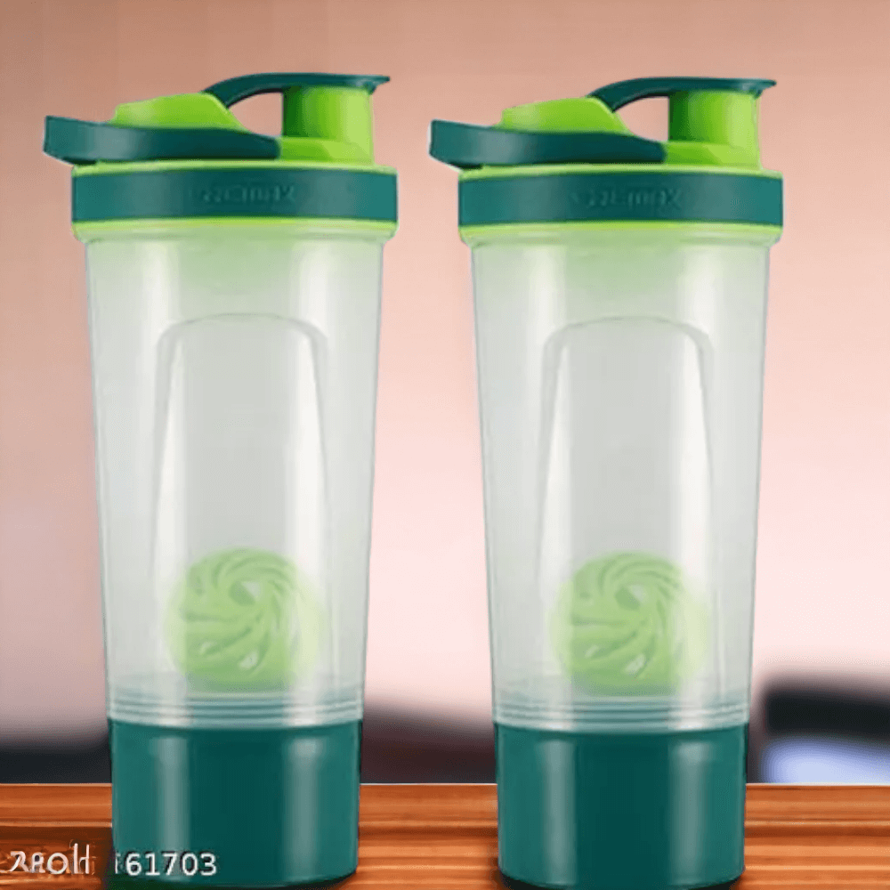 Pack of 2 Leak Proof Mixer with Blending Ball Mixing Bottles for Protein Shakes,Green - Royalstuffs.com