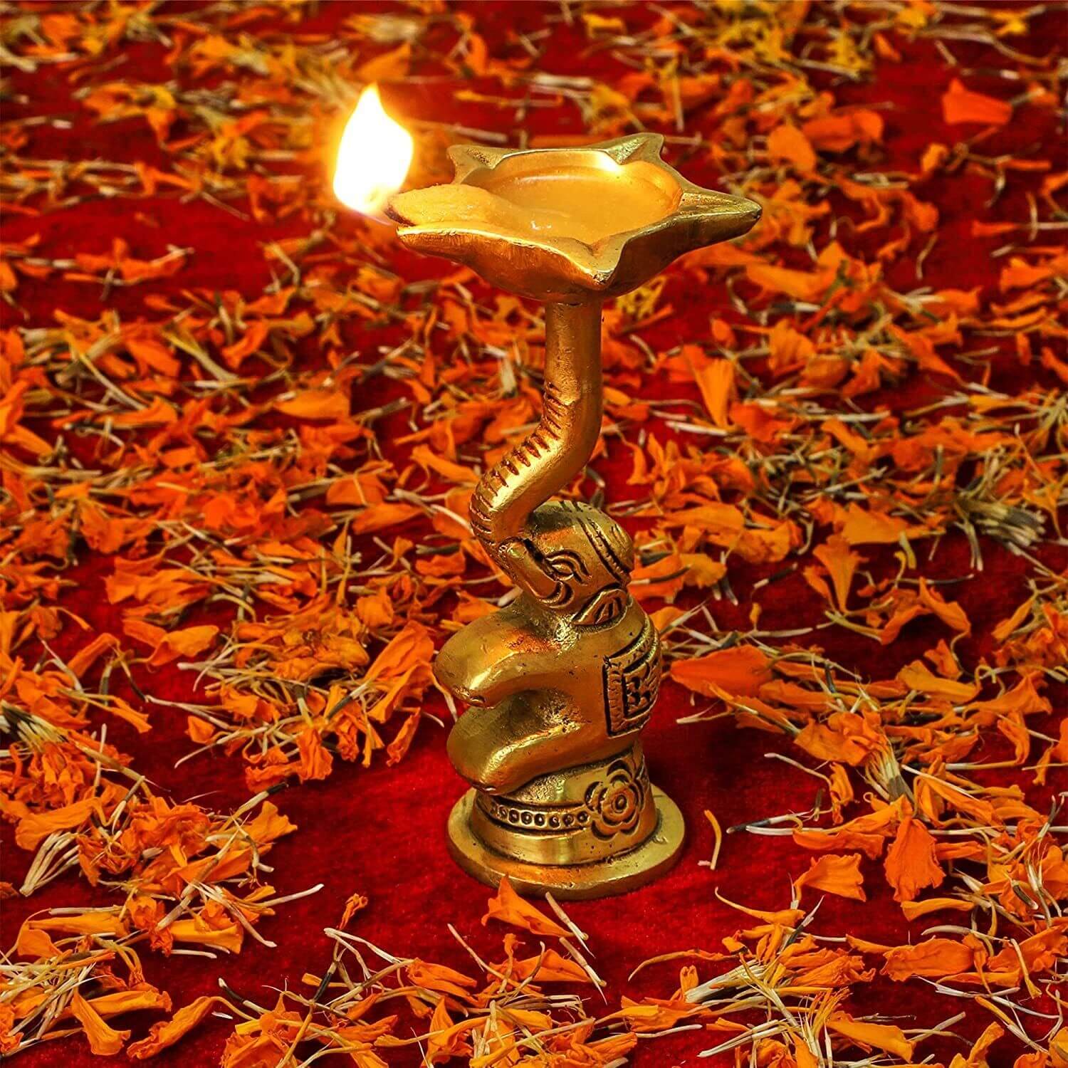 Pair of Elephant Design Handmade Ethnic Diya Oil Wick - Royalstuffs.com