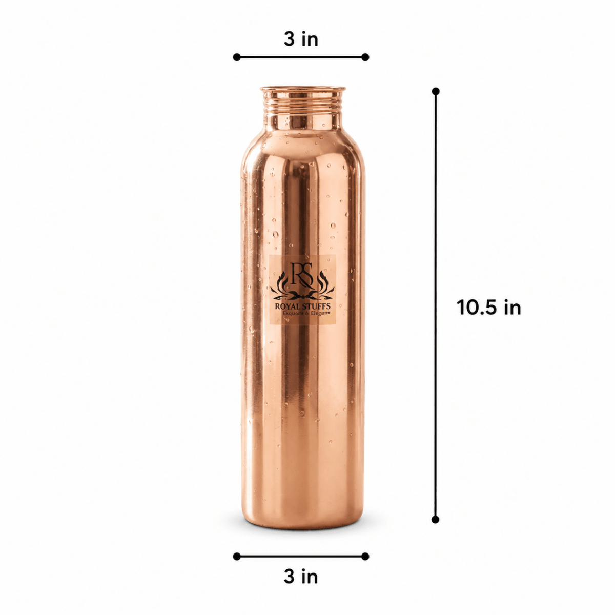 Plain Shine Copper Water Bottle 900ML - Royalstuffs.com