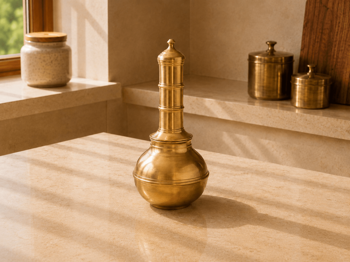 Premium Bronze Puttu Kudam - Preseasoned Puttu Maker with Steamer Plate - Royalstuffs.com
