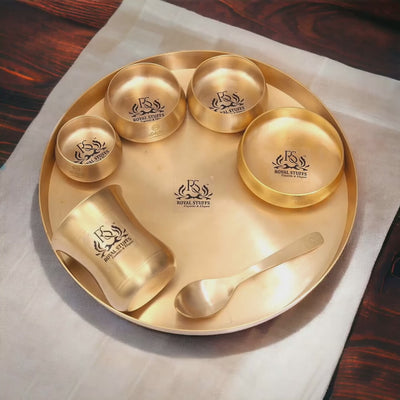 Curved Matt Finish Thali Set - 7-Piece Set for Exquisite Dining