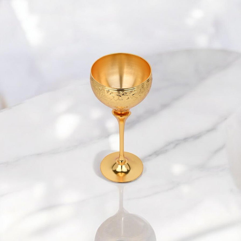 Pure Brass Set of 2 Royal Wine Glasses with Luxury Gift Box – Handcrafted Drinkware - Royalstuffs.com