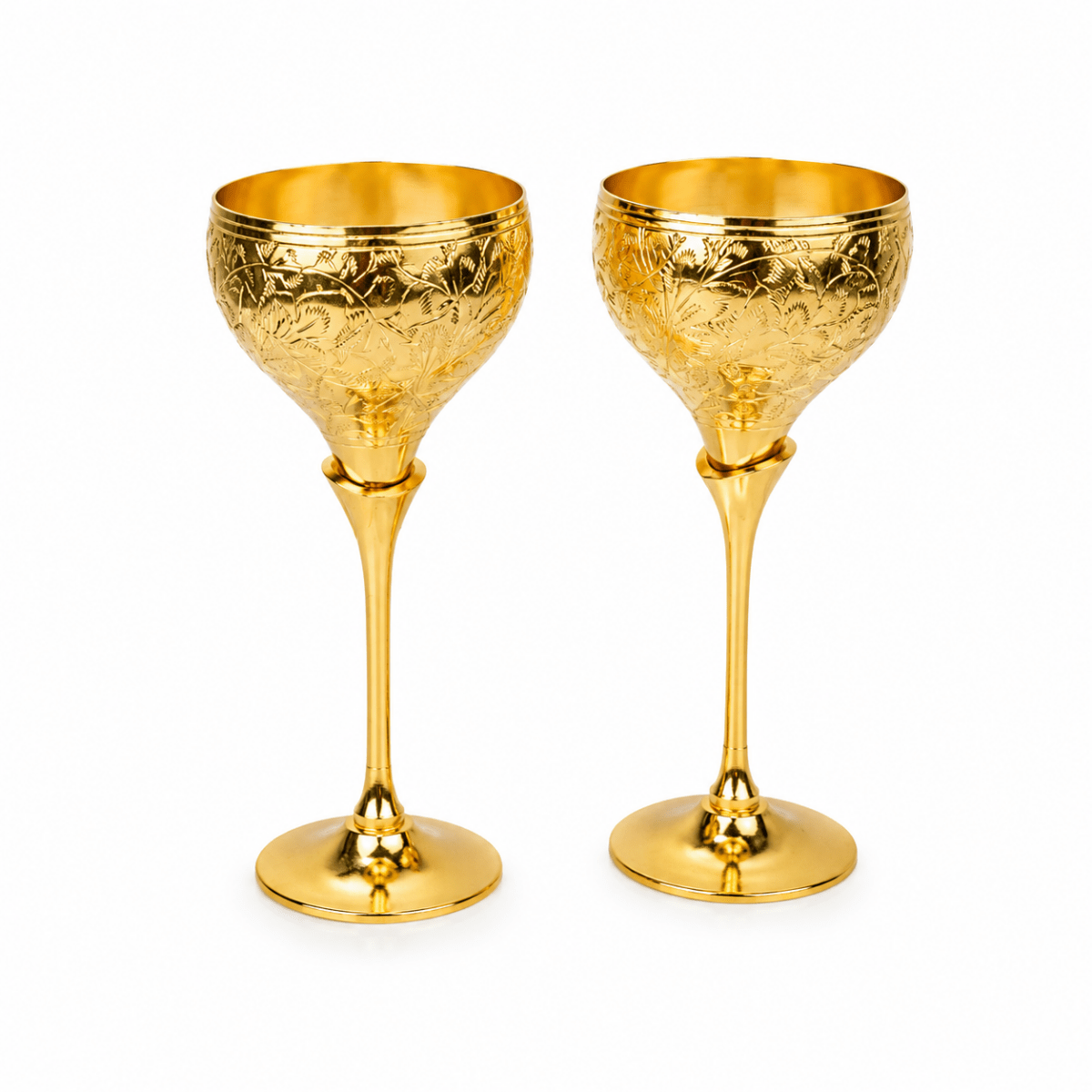 Pure Brass Set of 2 Royal Wine Glasses with Luxury Gift Box – Handcrafted Drinkware - Royalstuffs.com