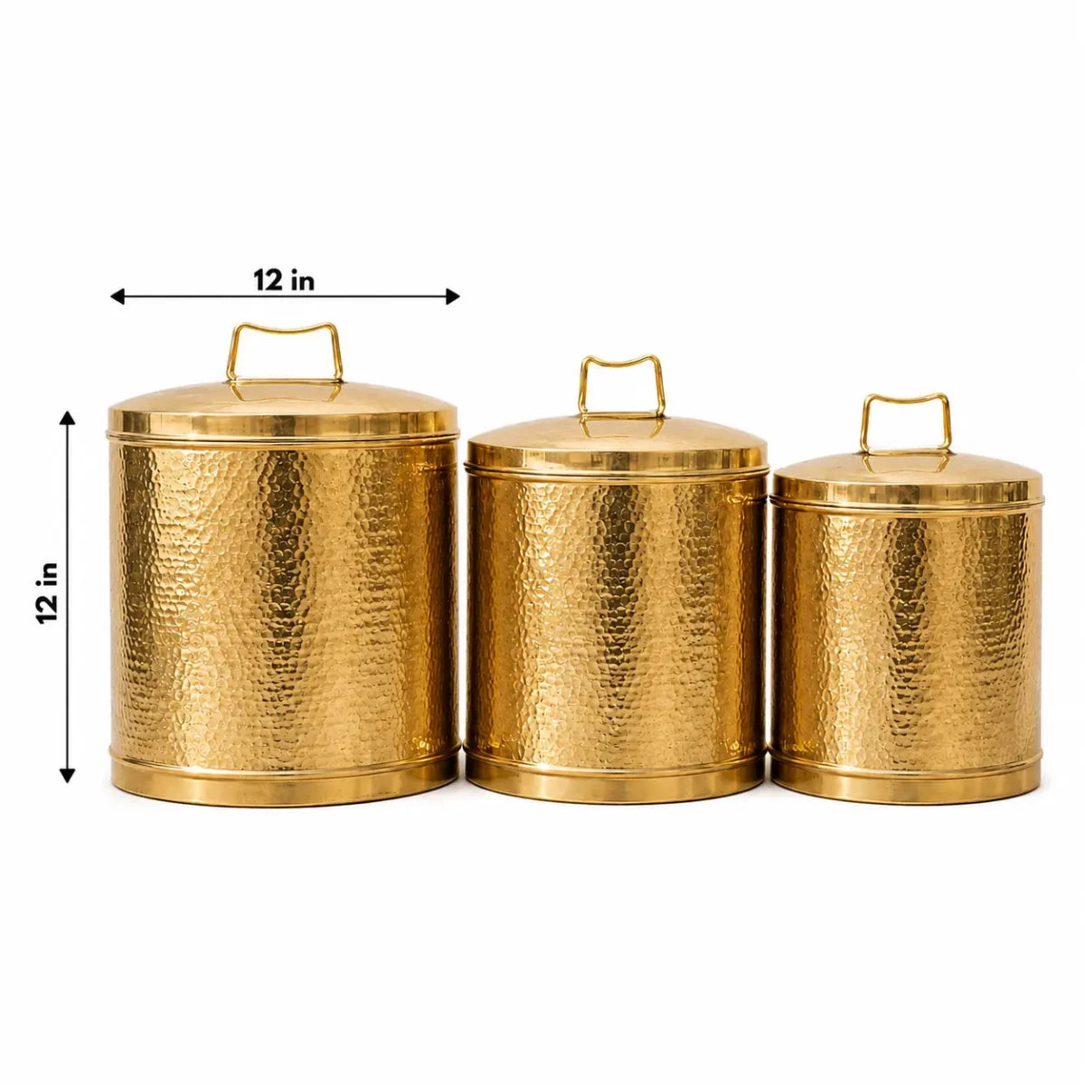 Pure Brass Storage Pawali Traditional Container Brass Container Brass Storage Box (set of 3) - Royalstuffs.com