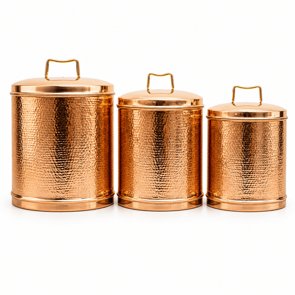 Pure Brass Storage Pawali Traditional Container Brass Container Brass Storage Box (set of 3) - Royalstuffs.com