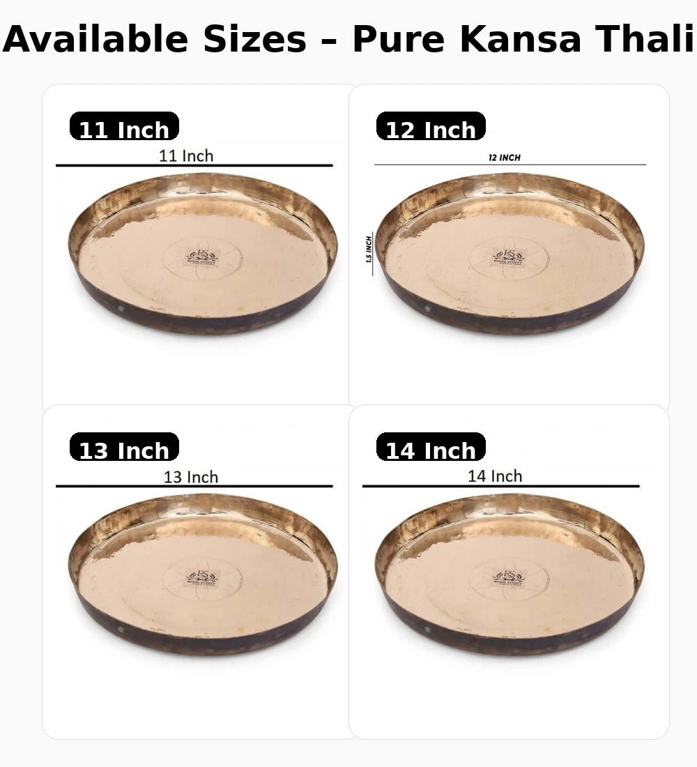 Pure Kansa Bronze Handmade Dinner/Lunch Plate/Thali - Royalstuffs.com