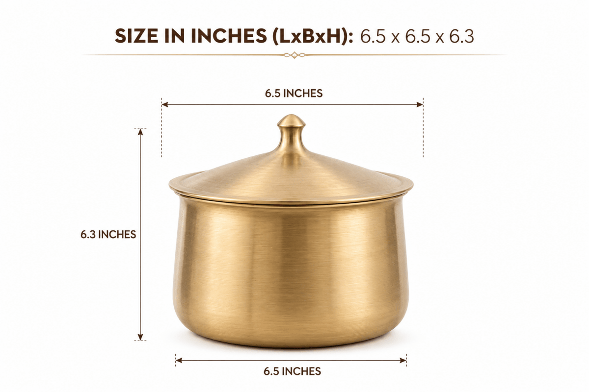 Pure Kansa Handi – Deep Traditional Serving Bowl Set with Lid & Ladle | Handmade Bronze Handi - Royalstuffs.com