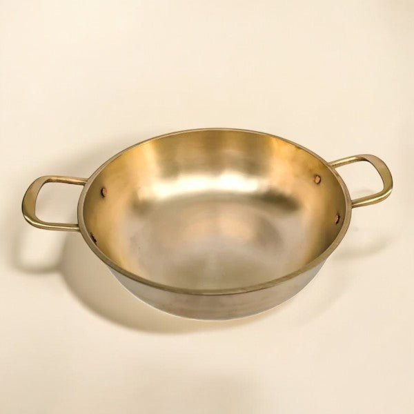 Pure Kansa Kadai with Broad Handles | Handmade Bronze Kadhai for Traditional Cooking - Royalstuffs.com