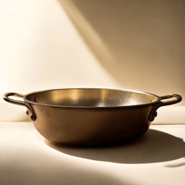 Pure Kansa Kadai with Broad Handles | Handmade Bronze Kadhai for Traditional Cooking - Royalstuffs.com