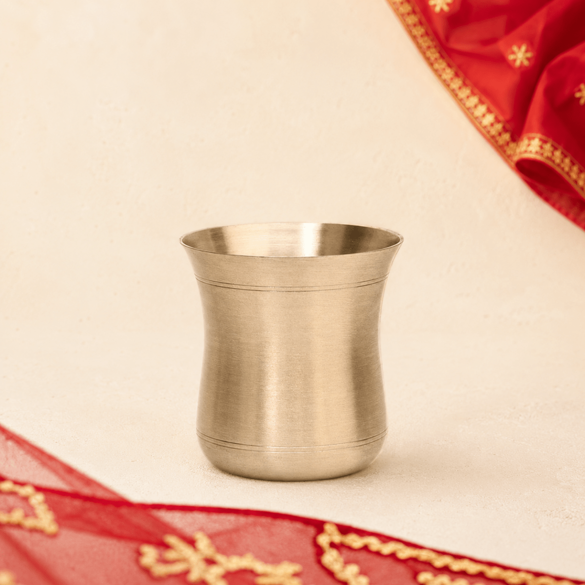Pure Kansa Thali Set – 6 Piece | Curved Design Bronze - Royalstuffs.com
