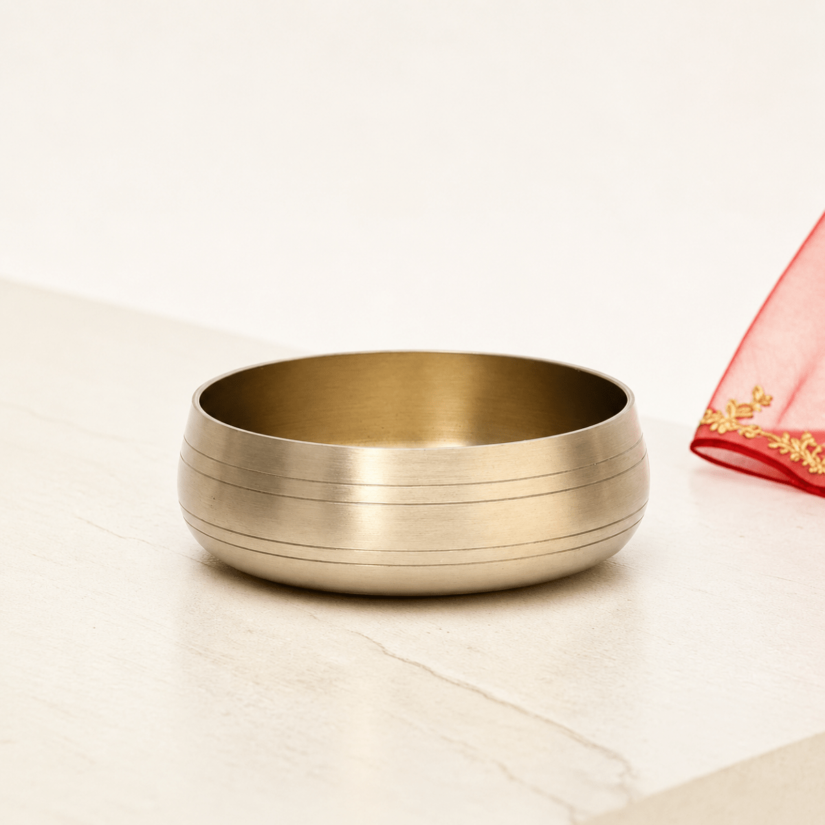 Pure Kansa Thali Set – 6 Piece | Curved Design Bronze - Royalstuffs.com
