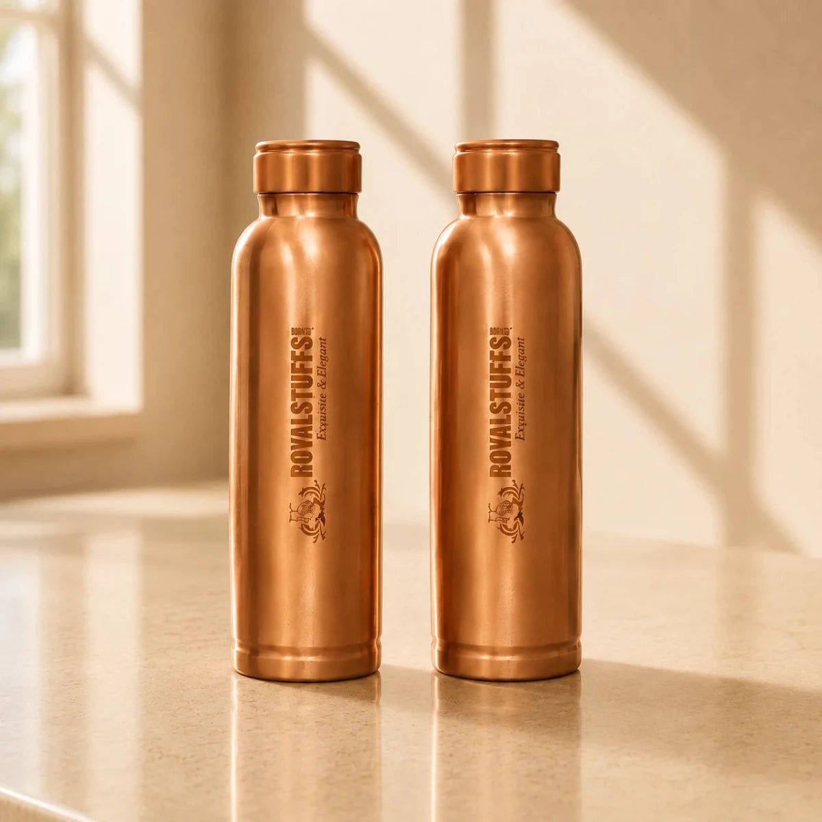 ROYALSTUFFS 12 Liters Pure Copper Drinkware Water Dispenser Hammered Finish- Ayurveda Health Healing Water Container Tank with 4 Matching Tumbler Glasses and 2 Copper Bottle - Royalstuffs.com