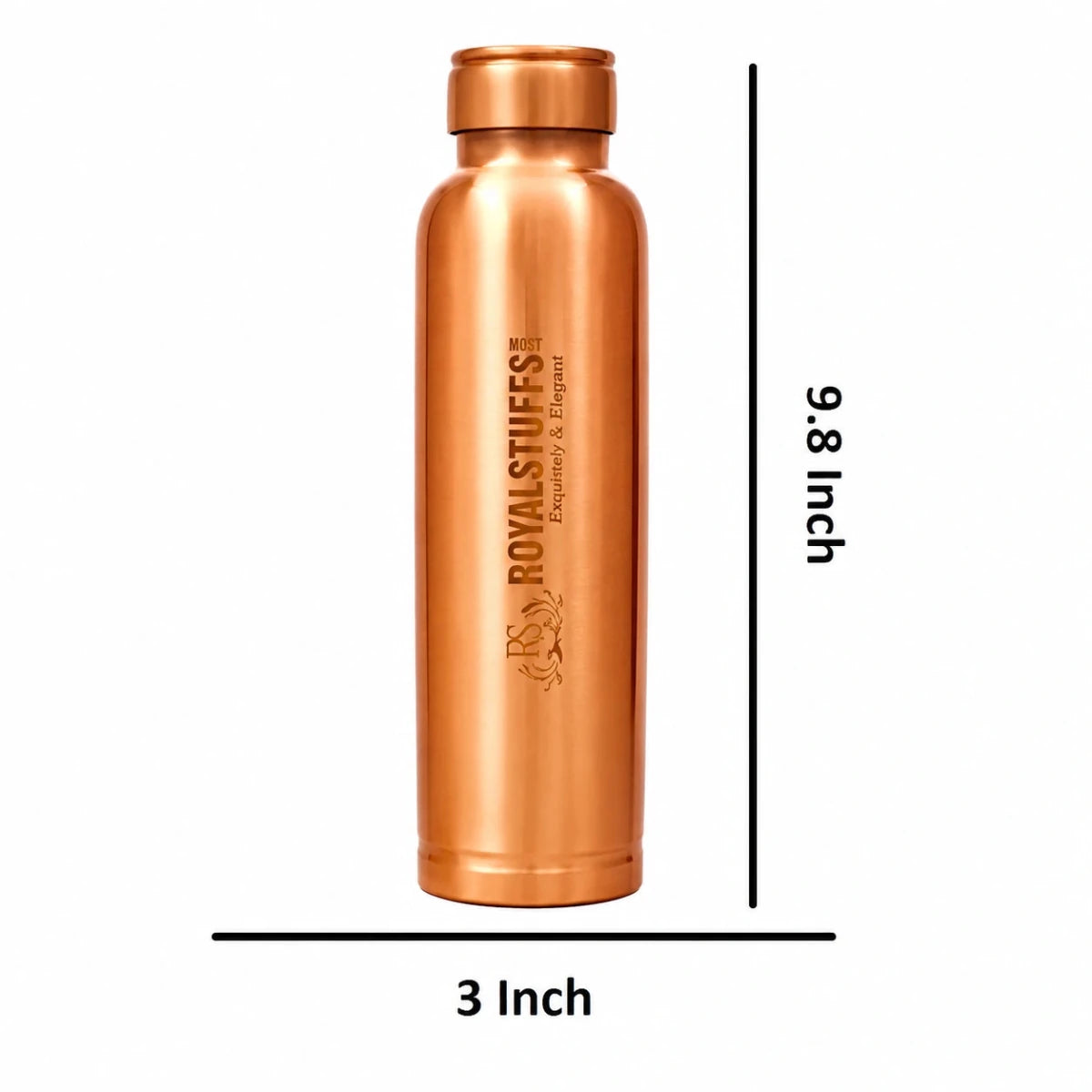 ROYALSTUFFS 4 Copper Water Bottle 900 ML with 8 Copper Tumbler Glass Drinking Water Bottle Glass Set For Health Benefits 250 ML - Royalstuffs.com