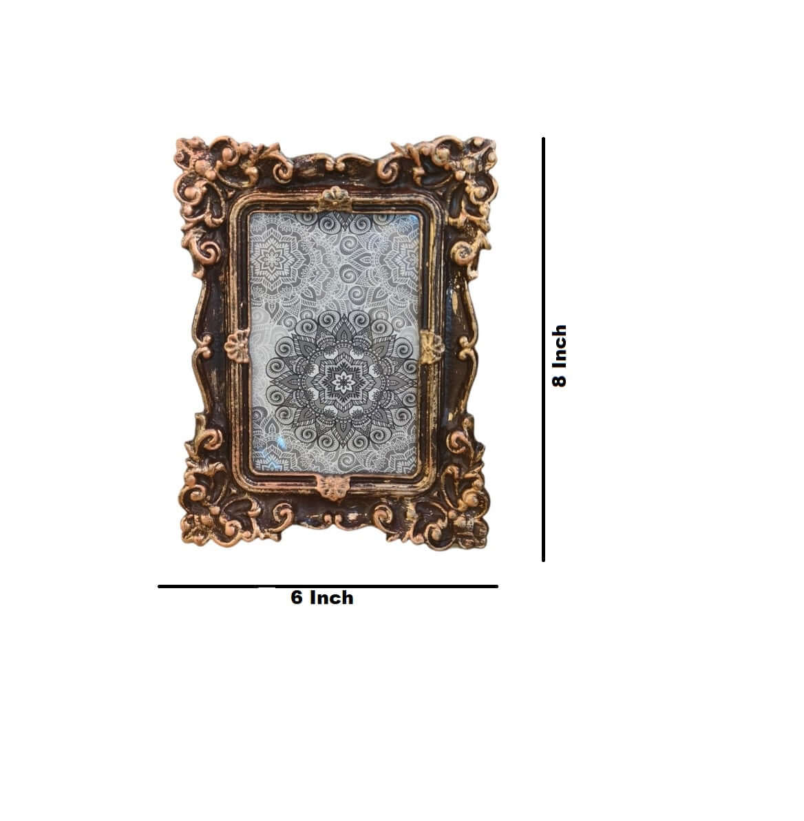 ROYALSTUFFS Antique Metal Photo Frame – 6×8 inch, Brown Antique - Royalstuffs.com