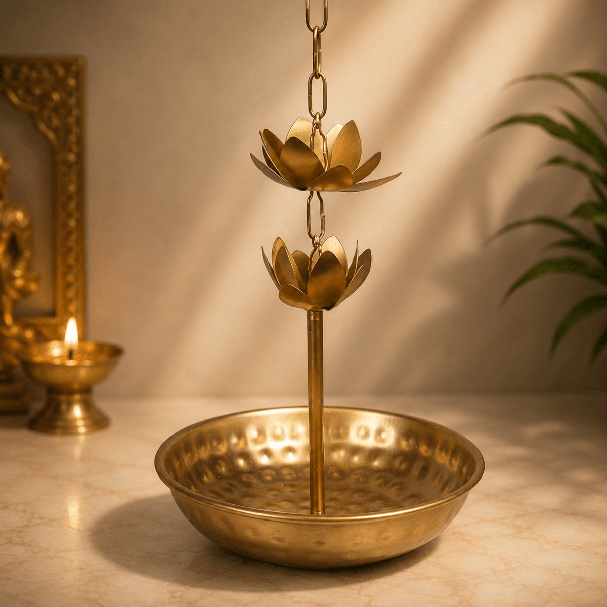 ROYALSTUFFS Beautiful Handcrafted Decorative Diya Rangoli Bowls for Floating Flowers with T- Light Candles | Tea Light Candle Holder for Diwali & Navratri Metal Height (30 Inch) - Royalstuffs.com