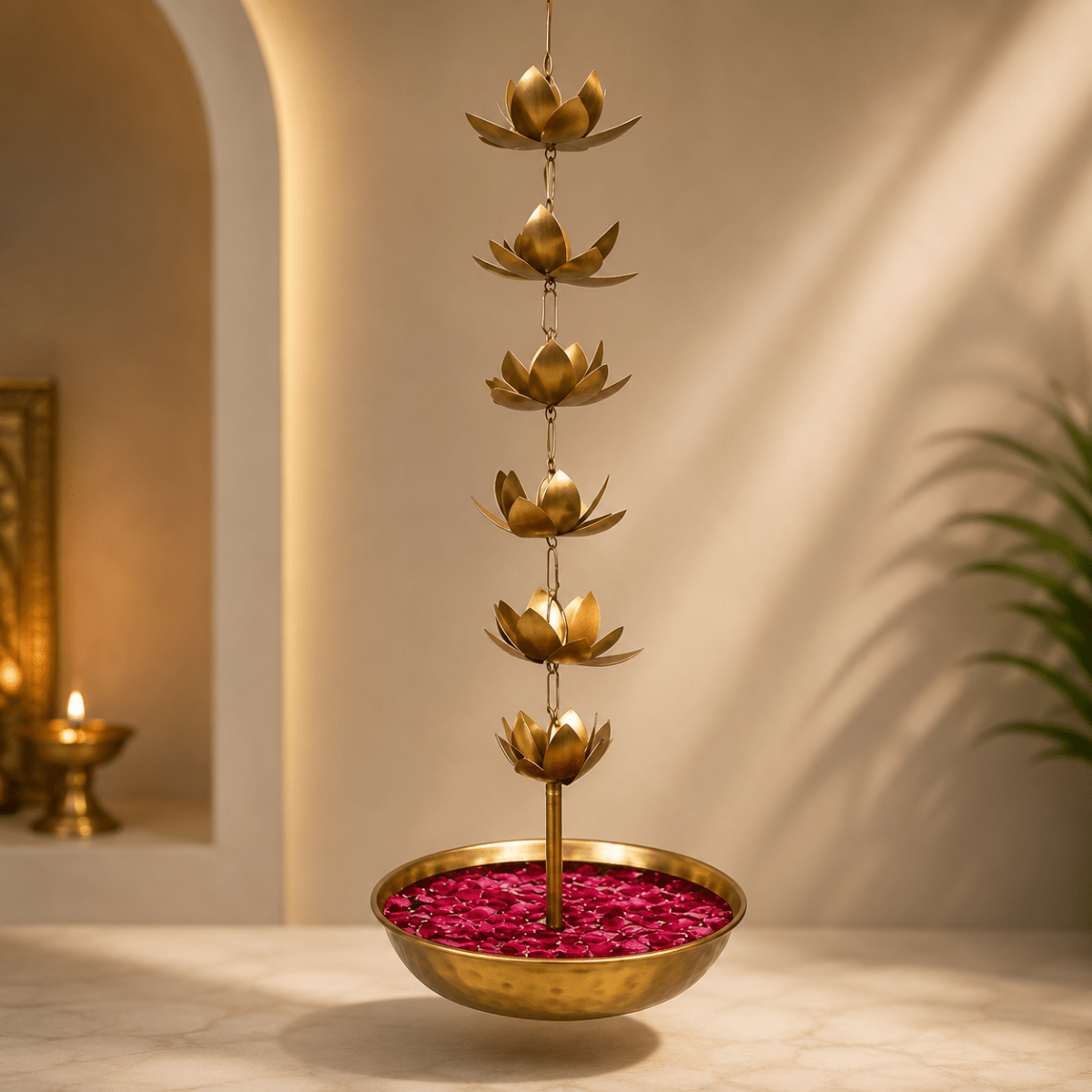 ROYALSTUFFS Beautiful Handcrafted Decorative Diya Rangoli Bowls for Floating Flowers with T- Light Candles | Tea Light Candle Holder for Diwali & Navratri Metal Height (30 Inch) - Royalstuffs.com