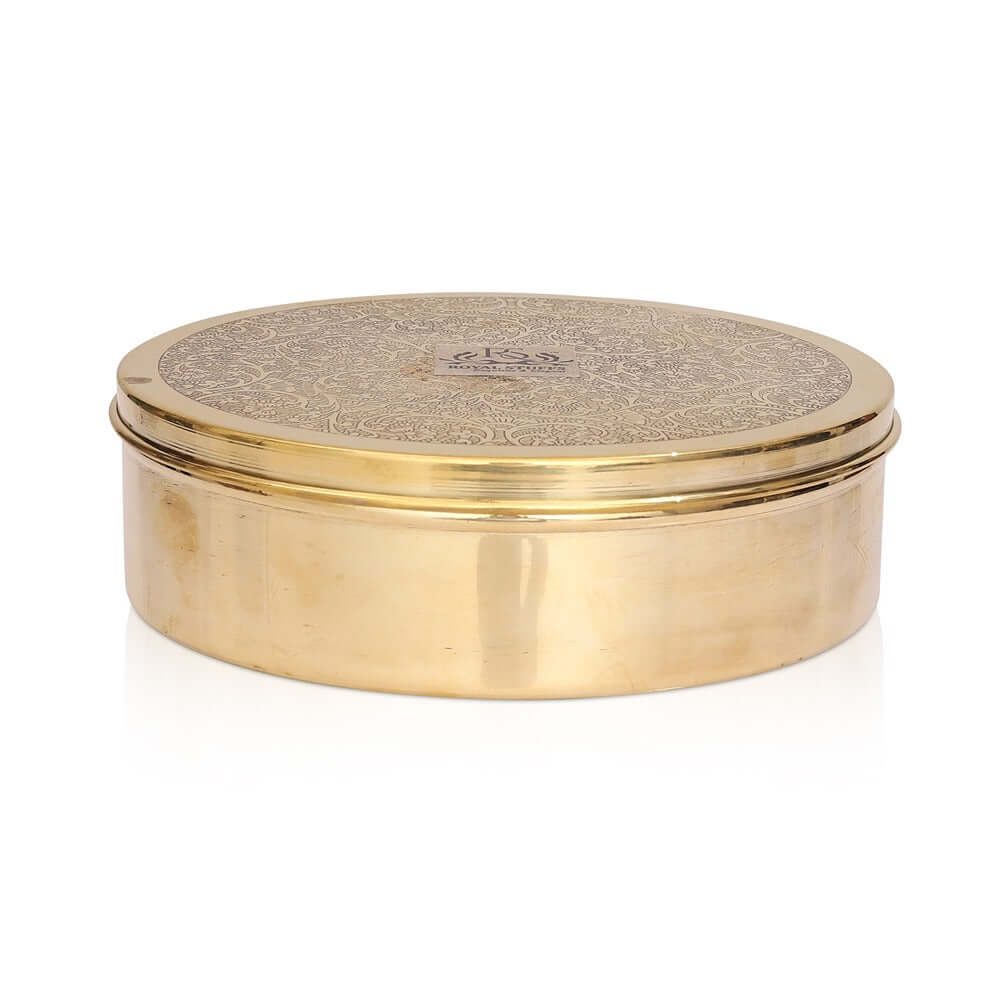 ROYALSTUFFS Brass chapati box, Puri Dibba - Royalstuffs.com