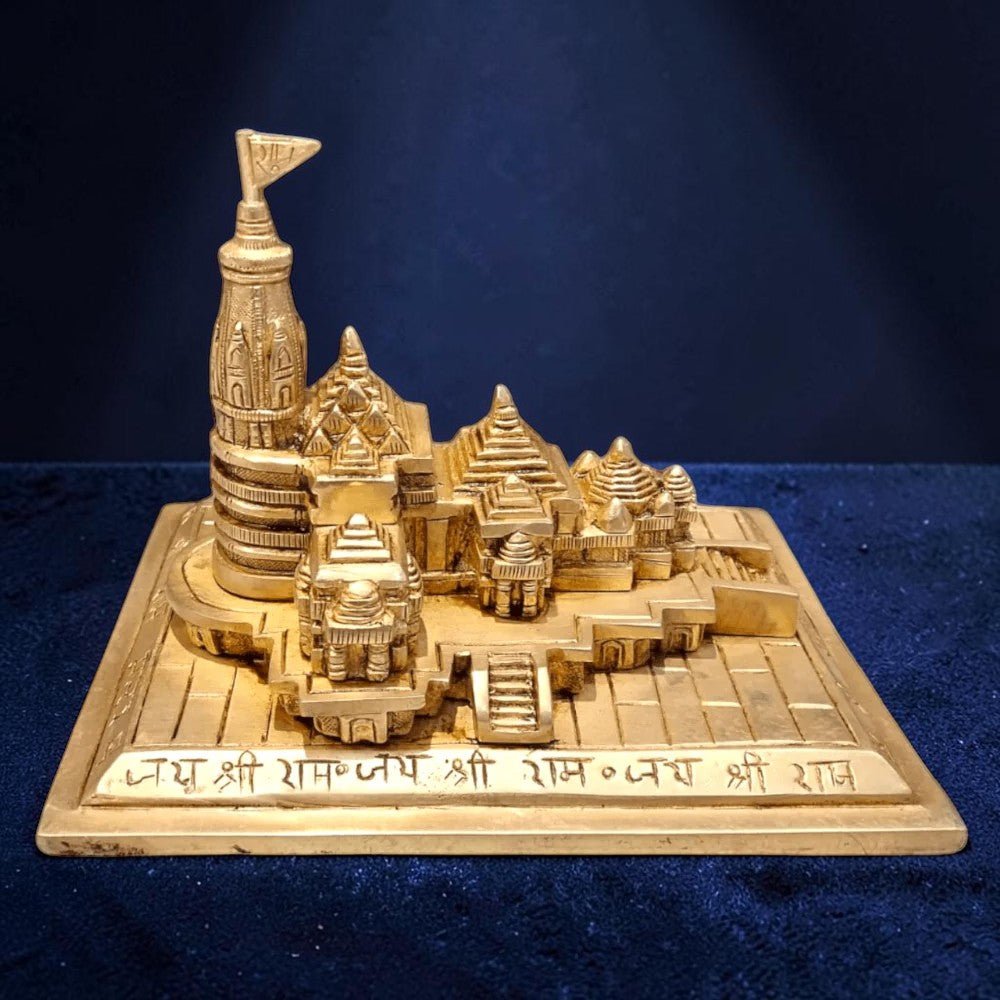 ROYALSTUFFS Brass Shri Ram Mandir Ayodhya Miniature for Home Decor Puja Mandir Decor Showpiece Gift Item (Weight - 2.6 Kgs) - Royalstuffs.com