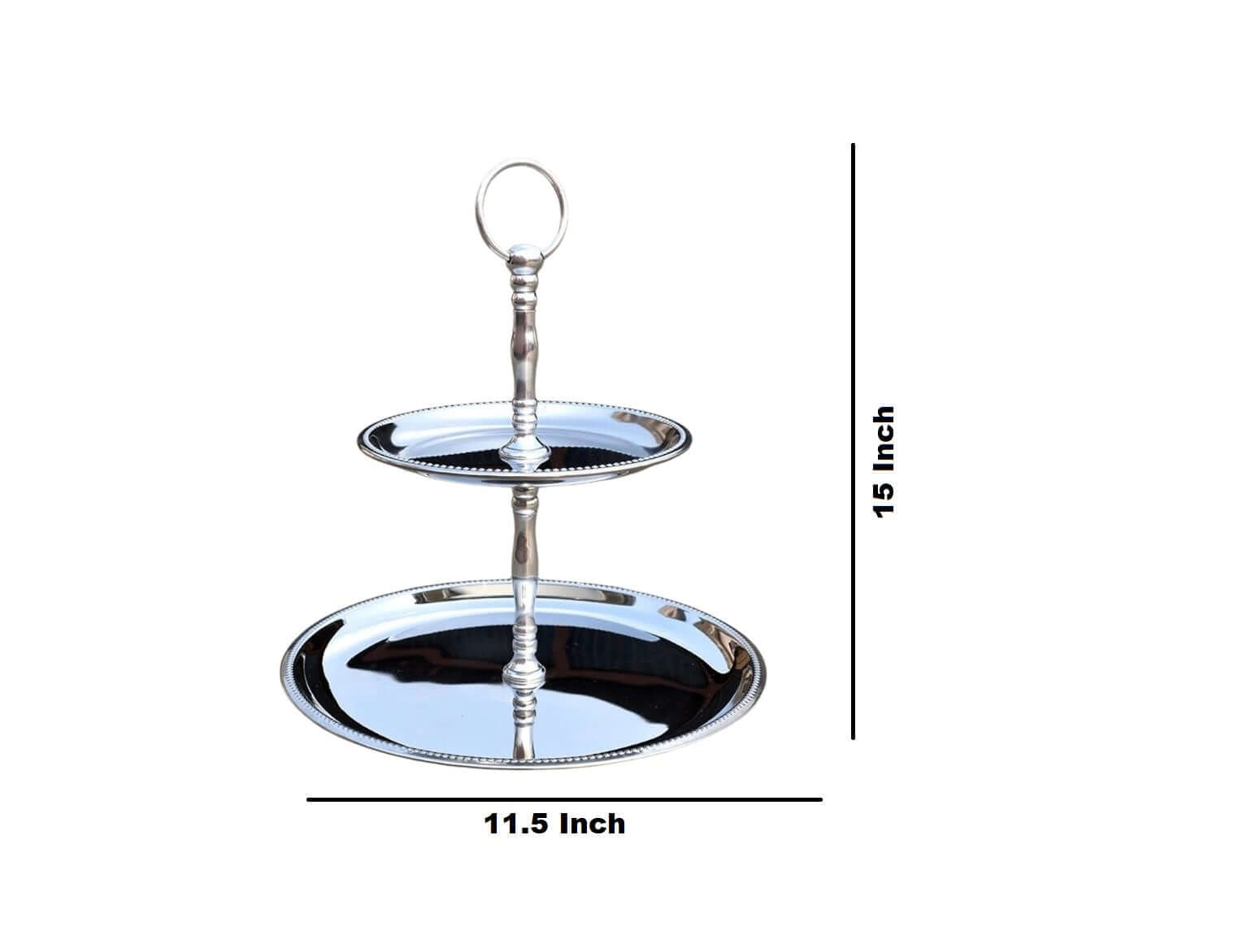 ROYALSTUFFS Cake Stand/Serving Platter for Home and Bakery Stainless Steel Cake Server (Silver, Pack of 1) - Royalstuffs.com