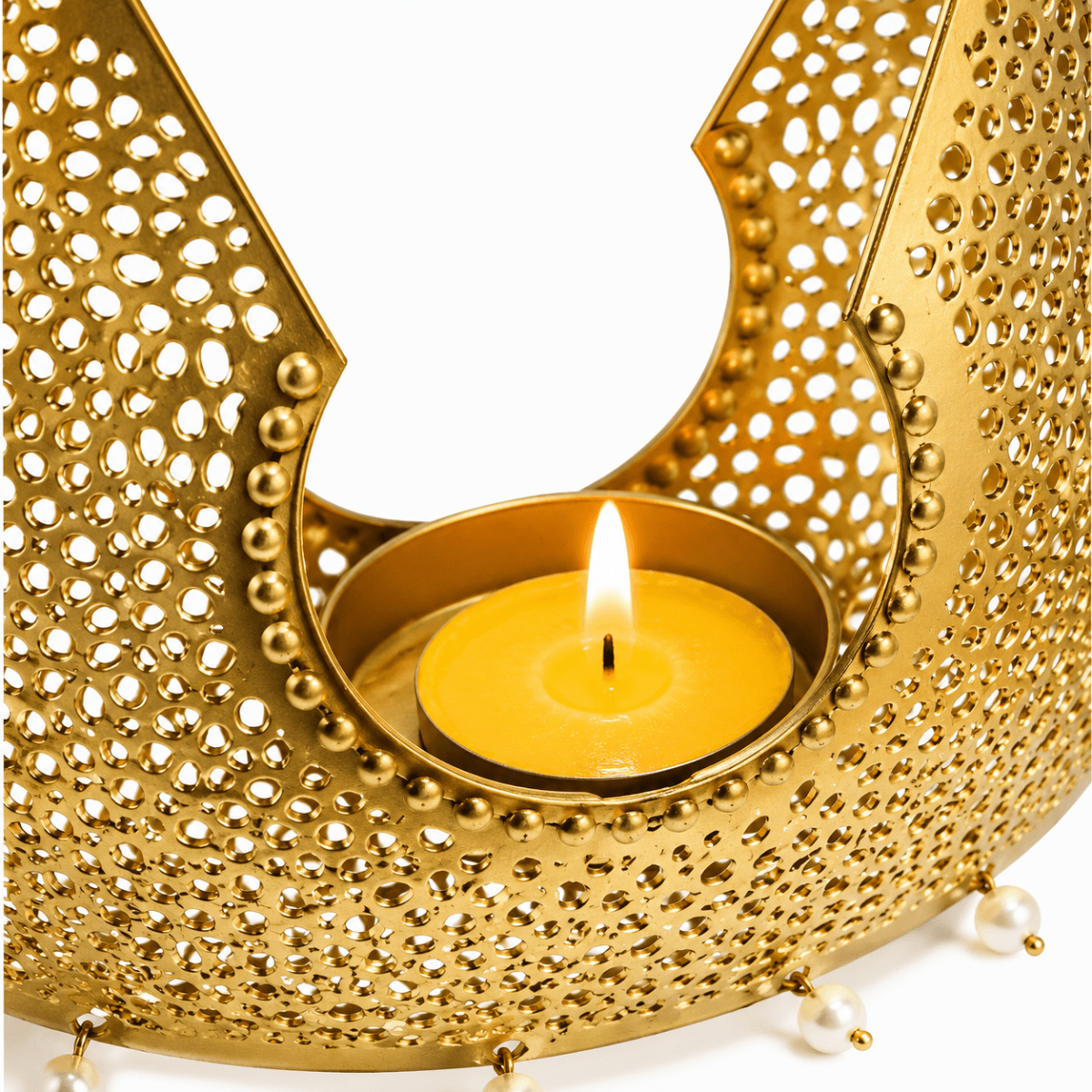 ROYALSTUFFS Chand Bali Candle Holder – 8×8x10 inches (Pearl Beaded) - Royalstuffs.com