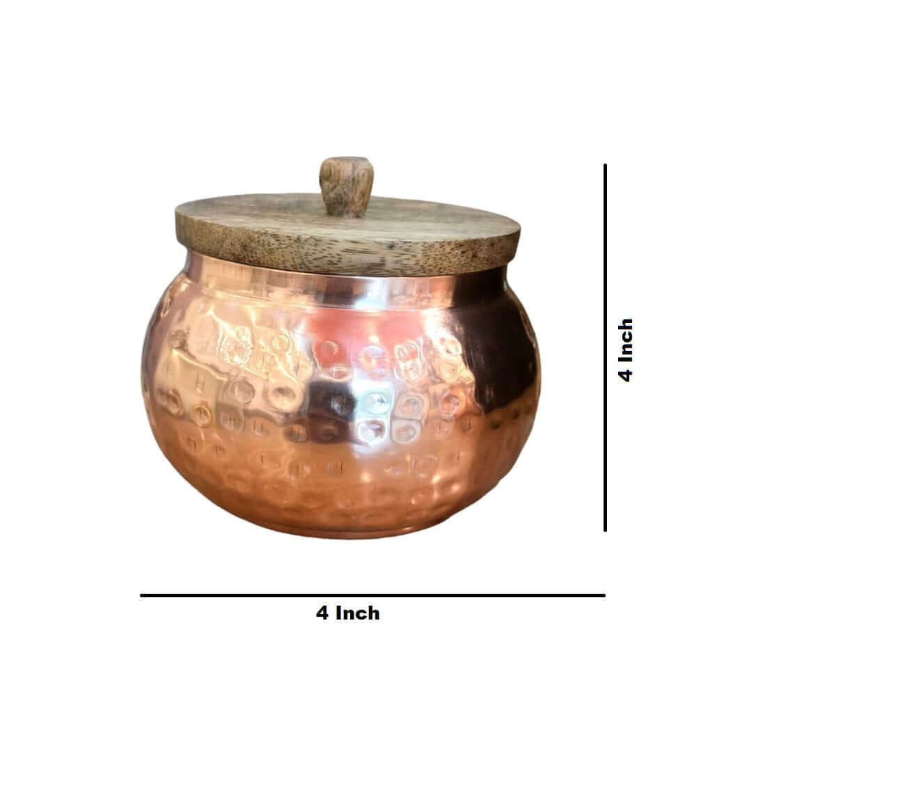ROYALSTUFFS Copper Finished Hammered Metal Jar Set with wooden lid (Air Tight) 4×4 inches - Royalstuffs.com