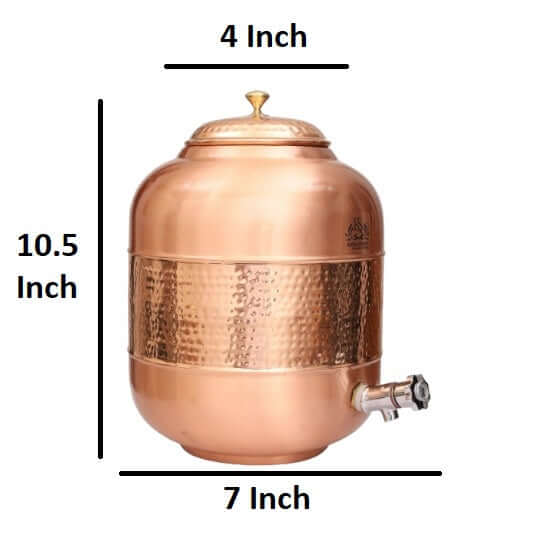 4L ROYALSTUFFS Copper Water Pot with Hammered Design, for Storage & Serving Water - Royalstuffs.com