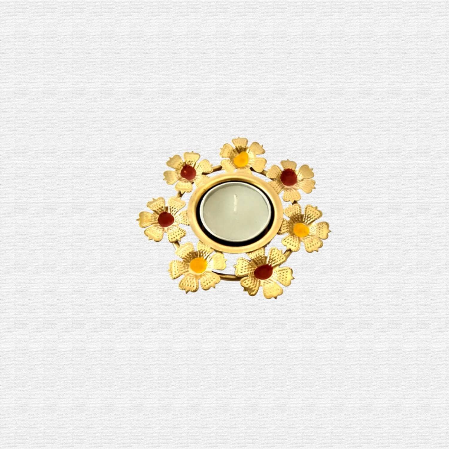 ROYALSTUFFS Decorative Flower Shape Design Metal Table Tea Light Candle Holder for Rangoli Diwali Home Decoration (Set of 6) - Royalstuffs.com