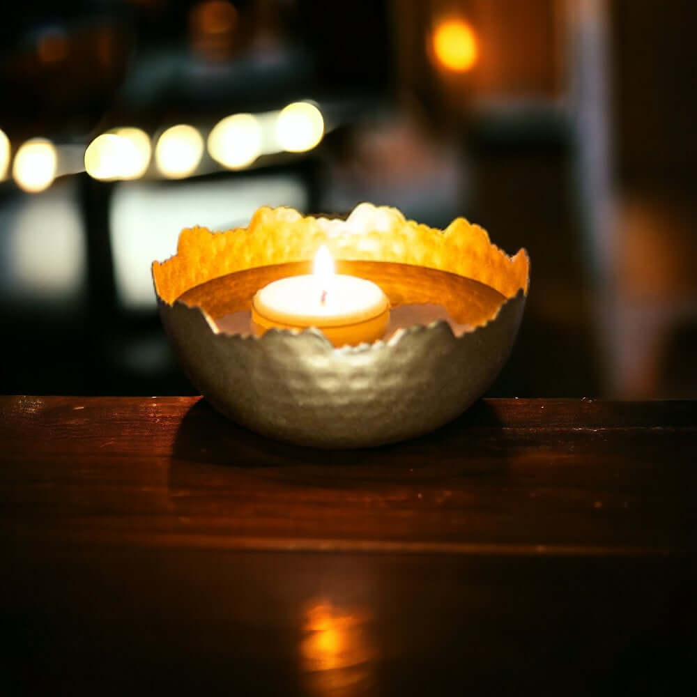 ROYALSTUFFS Gift Packing / Decorative Bowl / Candle Holder Hammered Bowl – 4 inches Gold (160 Gram) - Royalstuffs.com