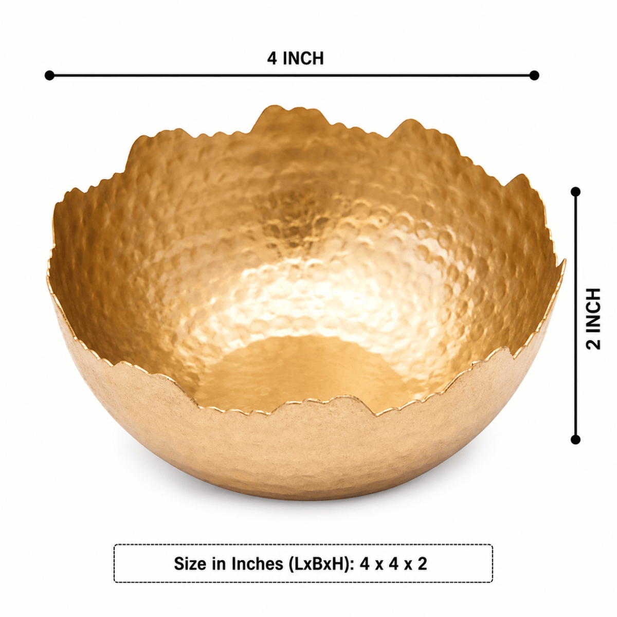 ROYALSTUFFS Gift Packing / Decorative Bowl / Candle Holder Hammered Bowl – 4 inches Gold (160 Gram) - Royalstuffs.com