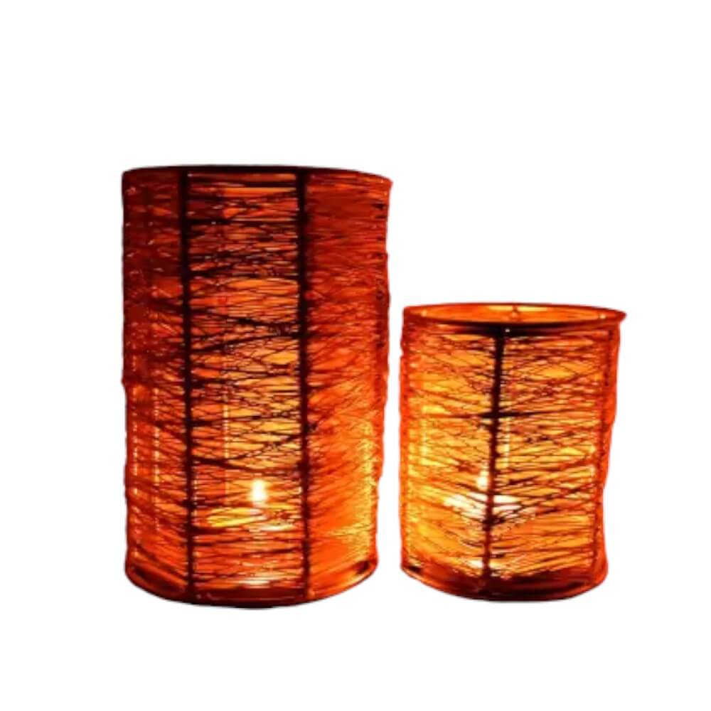 ROYALSTUFFS Golden Metal Wire Tea Light Candle Holder/Candle Stand for Home Decor Iron Tealight Holder Set (Gold, Pack of 2)