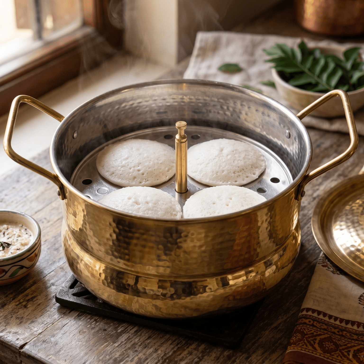 RoyalStuffs Handmade Brass Idli Maker with Pure Tin Coating (Kalai) – Medium Size Traditional Steamer - Royalstuffs.com