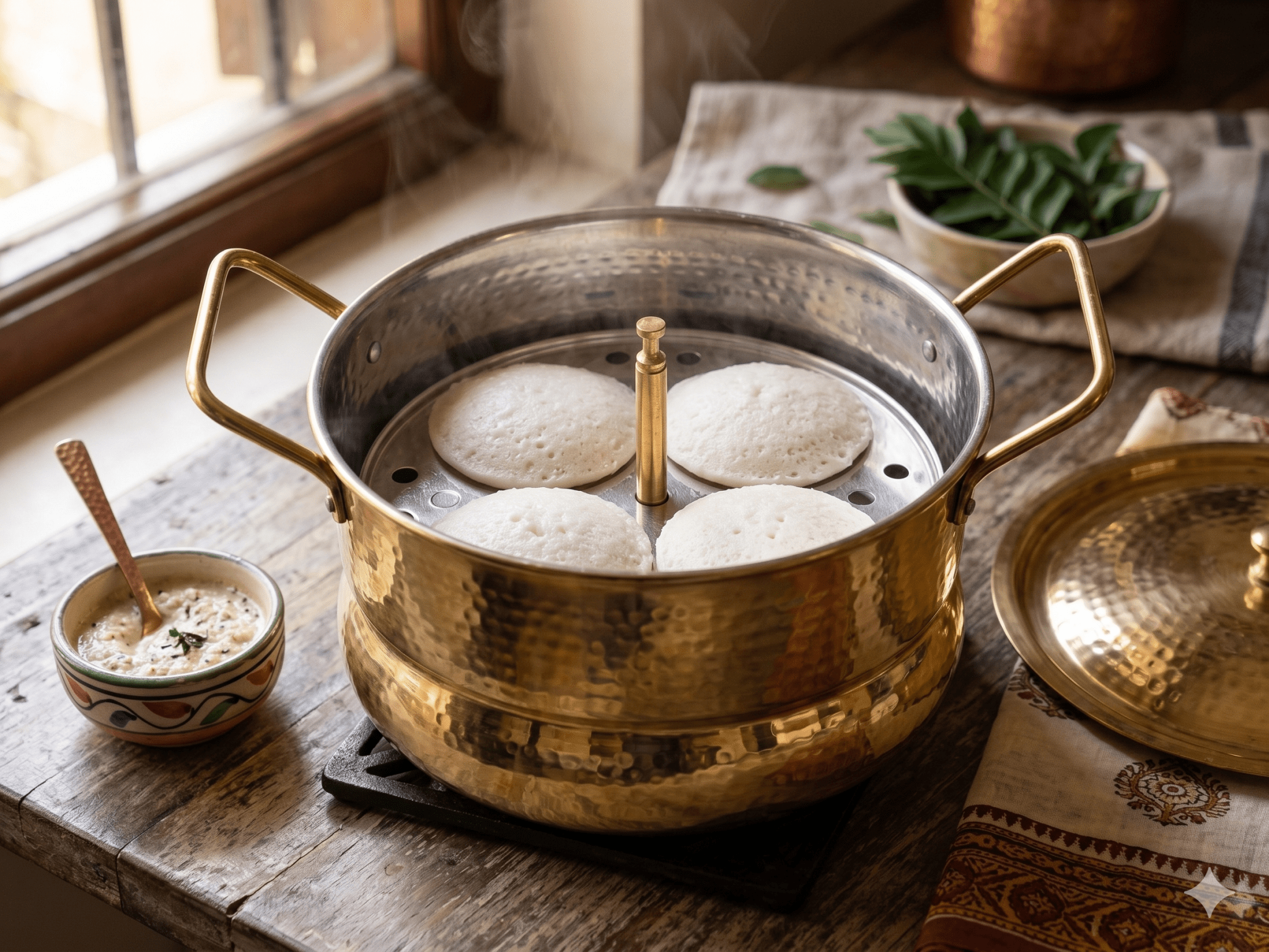 RoyalStuffs Handmade Brass Idli Maker with Pure Tin Coating (Kalai) – Medium Size Traditional Steamer - Royalstuffs.com