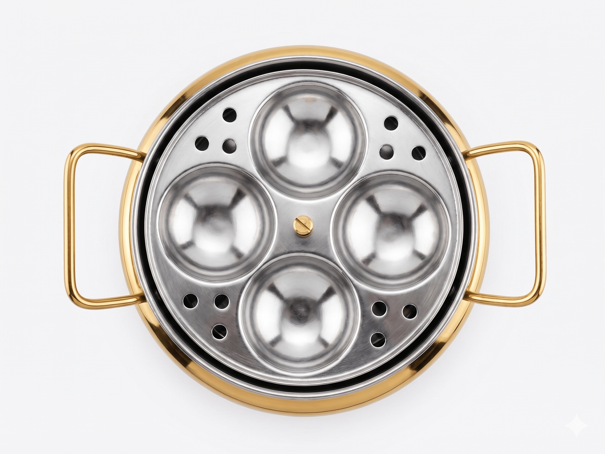 RoyalStuffs Handmade Brass Idli Maker with Pure Tin Coating (Kalai) – Medium Size Traditional Steamer - Royalstuffs.com