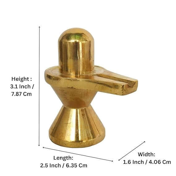 ROYALSTUFFS Handmade Brass Statue Small Shivling Idol Sculpture Murti Ideal for Home, Mandir and Temple Religious Gifts Showpiece Statue - Golden (530 Gram) - Royalstuffs.com