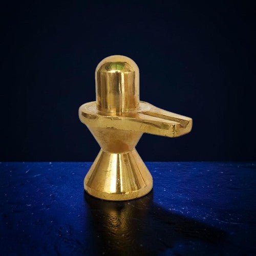 ROYALSTUFFS Handmade Brass Statue Small Shivling Idol Sculpture Murti Ideal for Home, Mandir and Temple Religious Gifts Showpiece Statue - Golden (530 Gram) - Royalstuffs.com