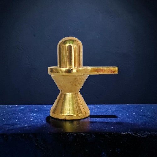 ROYALSTUFFS Handmade Brass Statue Small Shivling Idol Sculpture Murti Ideal for Home, Mandir and Temple Religious Gifts Showpiece Statue - Golden (530 Gram) - Royalstuffs.com