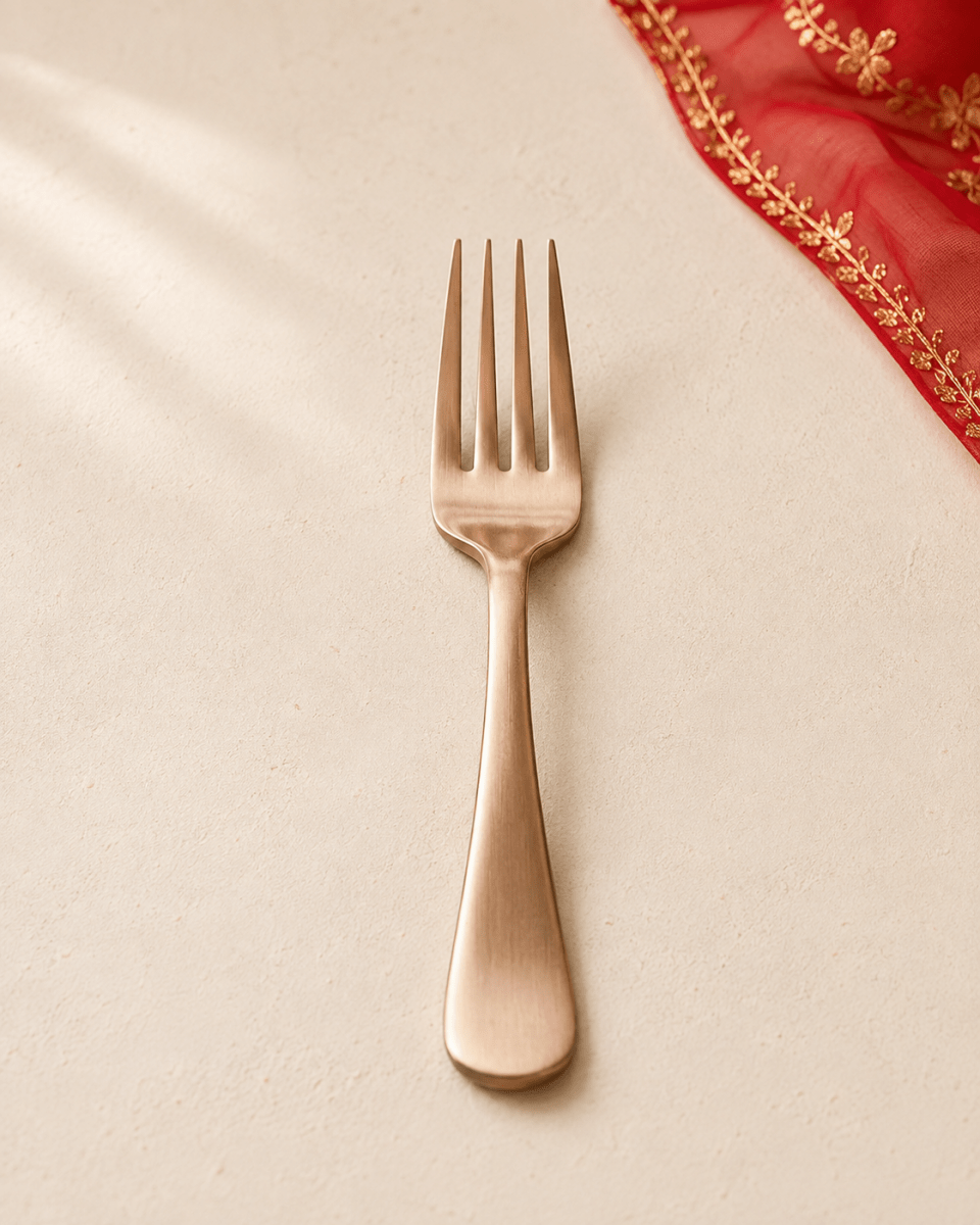 RoyalStuffs Handmade Pure Kansa Fork – 5.8 Inch Traditional Bronze Dining Fork - Royalstuffs.com