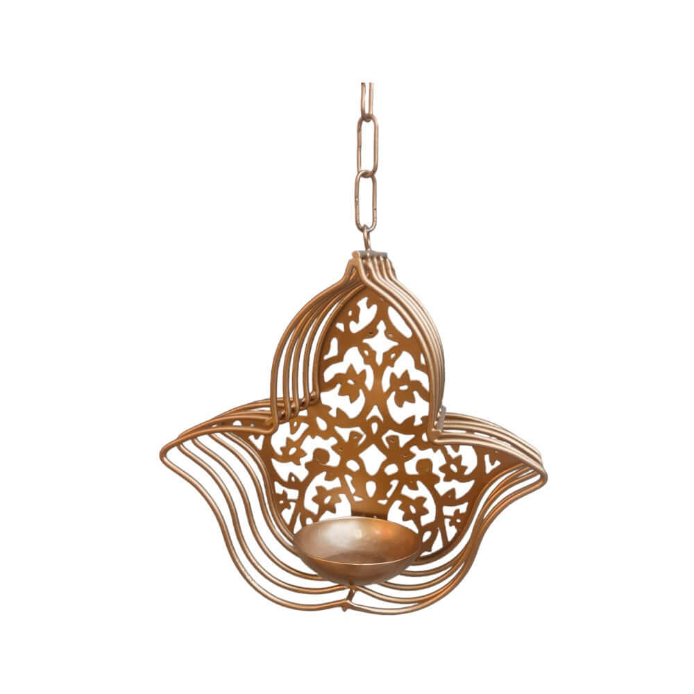 ROYALSTUFFS Hanging / Table – Shadow Tea Light Candle Holder – Gold (6x6x2 inches ) - Royalstuffs.com