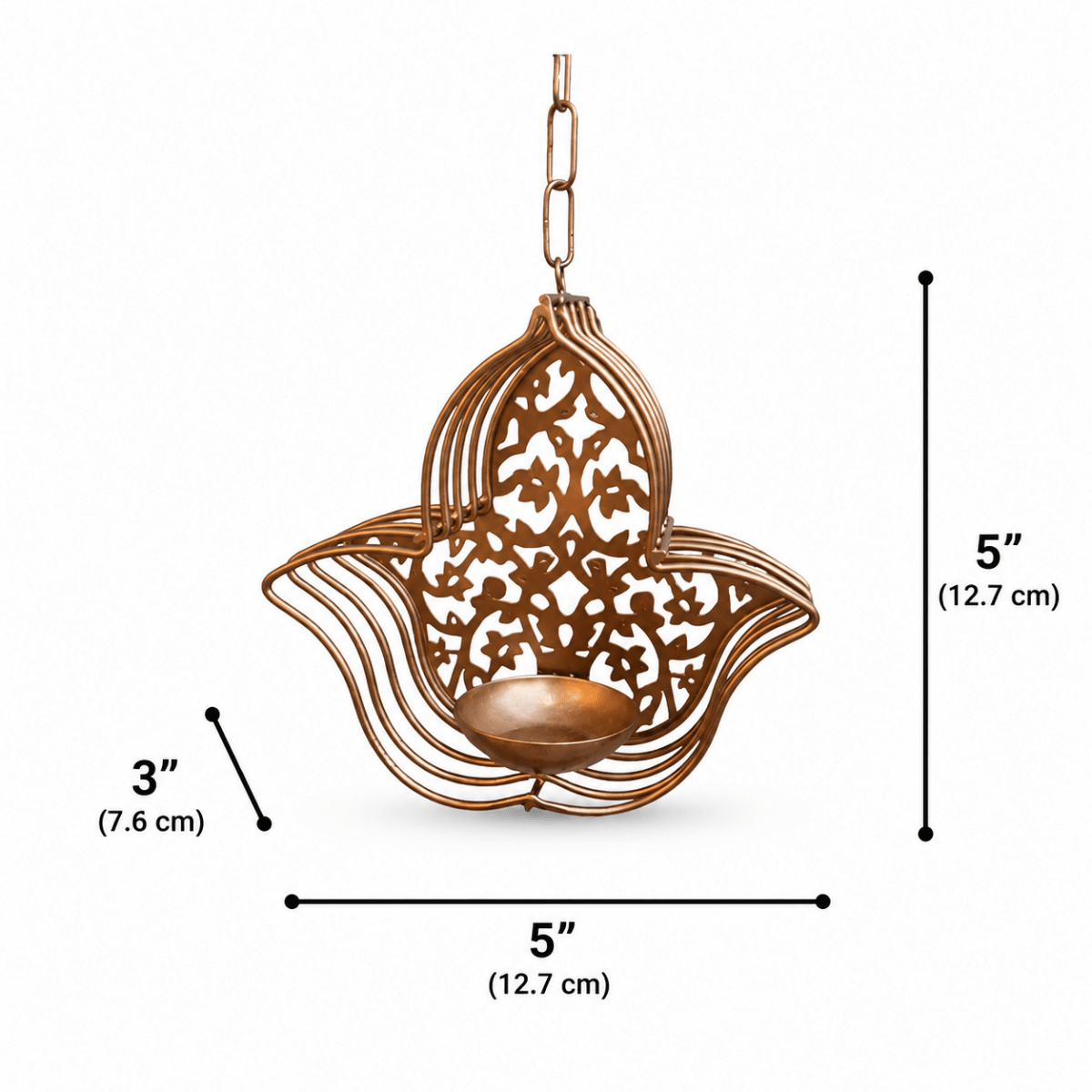 ROYALSTUFFS Hanging / Table – Shadow Tea Light Candle Holder – Gold (6x6x2 inches ) - Royalstuffs.com