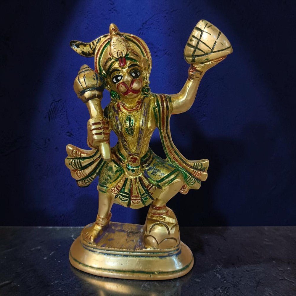 ROYALSTUFFS Hanuman murti Idol Brass / Bajrang Bali Idol to Protect from All Kind of Negative Energy/for Good Luck, Success and Prosperity (610 Gram) - Royalstuffs.com