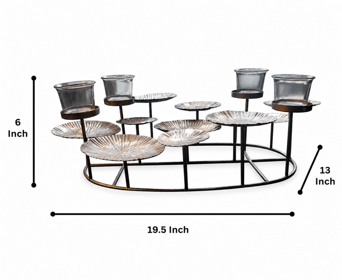 ROYALSTUFFS Helios Decorative Candle Holder 19.5x13x6 inches – Silver Gold - Royalstuffs.com