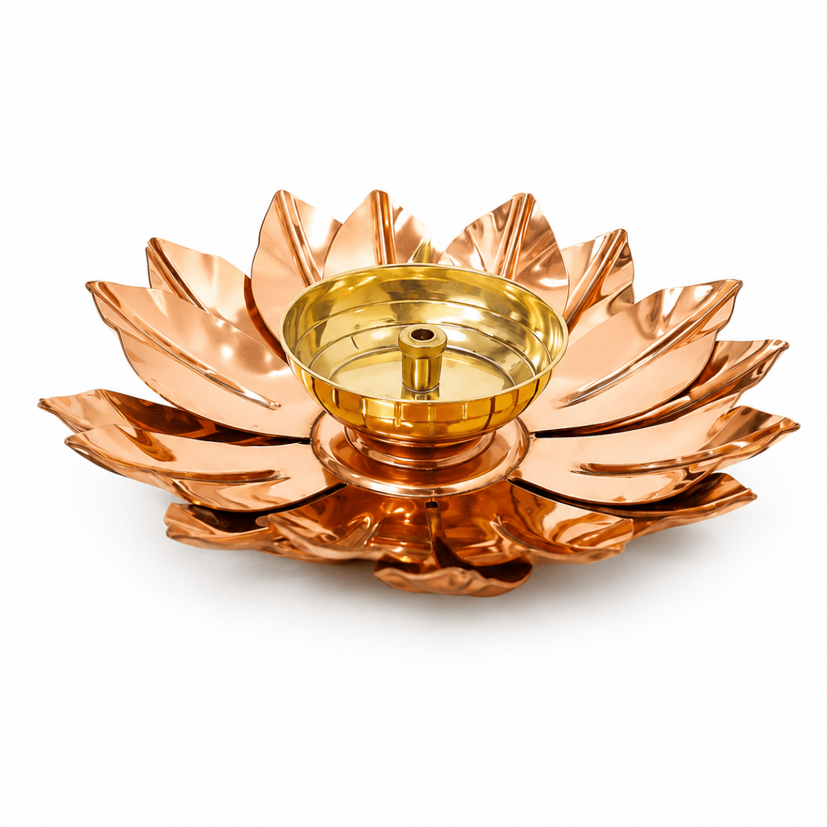 ROYALSTUFFS Lotus Diya Uncut – Brass Copper (Height: 2.5 Inch) - Royalstuffs.com