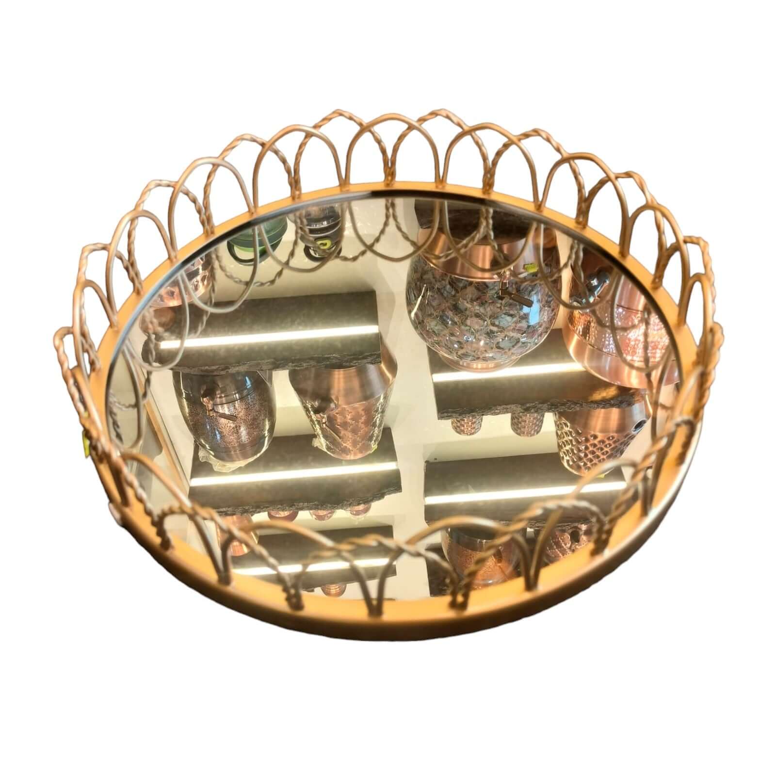 ROYALSTUFFS Maharaja Gold Mirror Tray (12 x3 Inch) - Royalstuffs.com