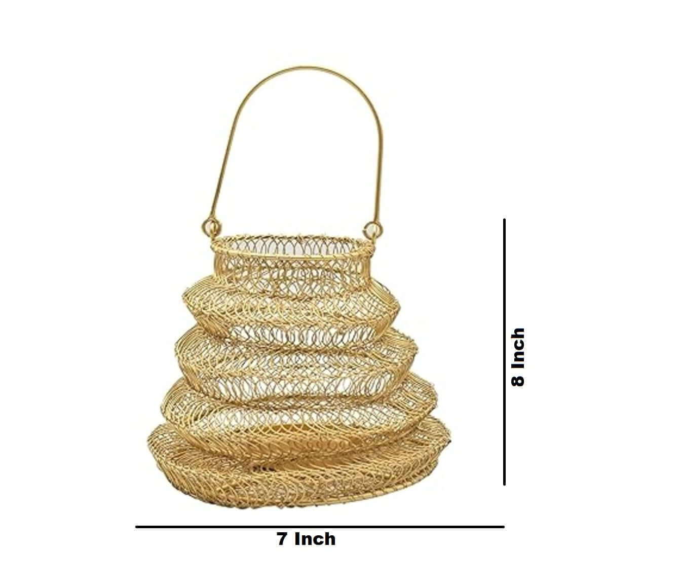 ROYALSTUFFS Metal Mesh wire Hamper Shagun Basket | Metal Big Basket/Gifts Hamper Basket/Serving Basket/Fruit Basket/Dry Fruit Basket/Packing Tray (Golden) - Royalstuffs.com