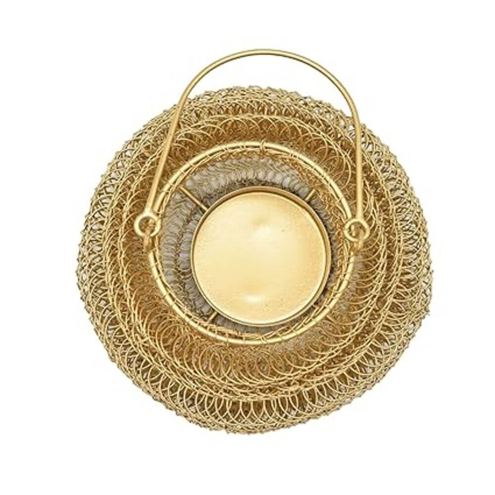 ROYALSTUFFS Metal Mesh wire Hamper Shagun Basket | Metal Big Basket/Gifts Hamper Basket/Serving Basket/Fruit Basket/Dry Fruit Basket/Packing Tray (Golden) - Royalstuffs.com