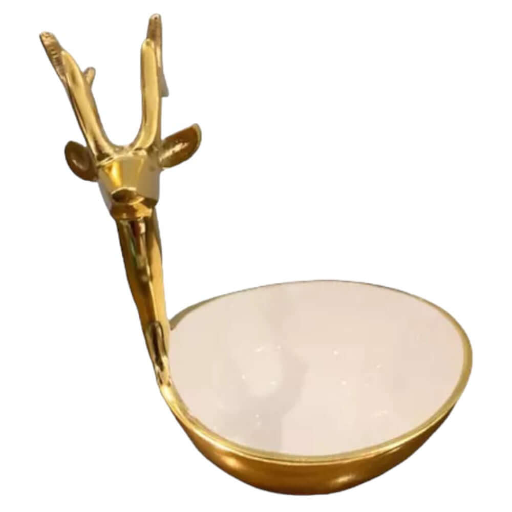 ROYALSTUFFS Multipurpose Golden Metallic Holiday Decorative Deer Bowl 8 inch Tall (Golden) - Royalstuffs.com