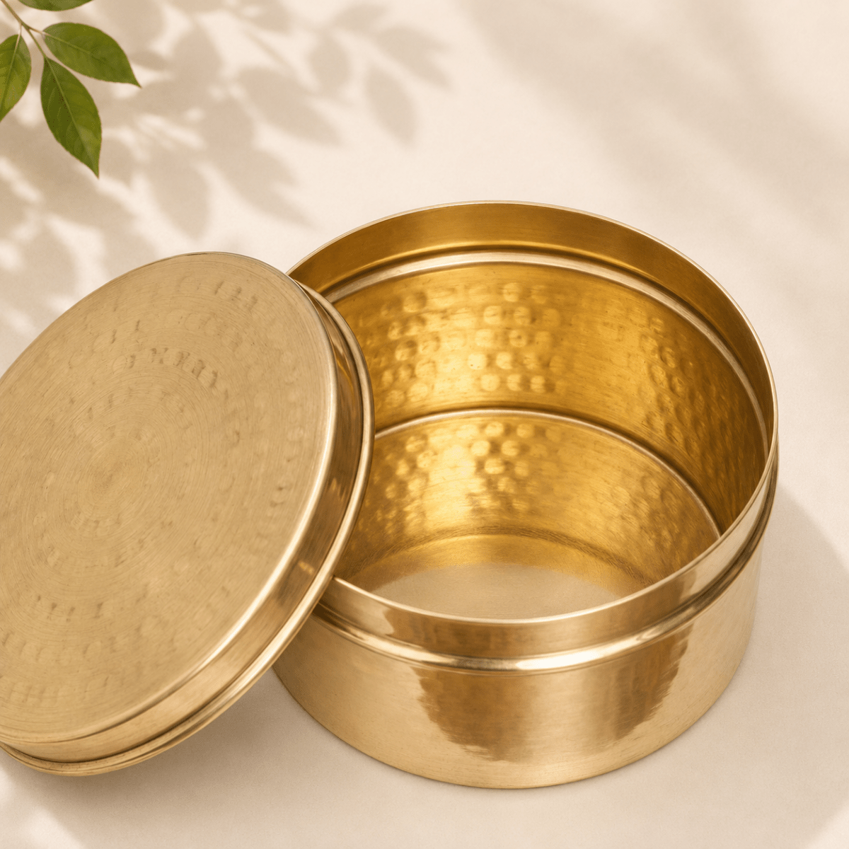 ROYALSTUFFS Pure Brass Gold Hammered Laddu Box,Lunch Box,Storage Box Set Of - 4 - Royalstuffs.com